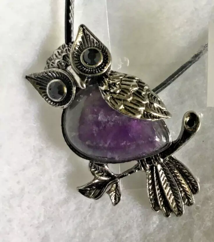 Amethyst owl necklace deals