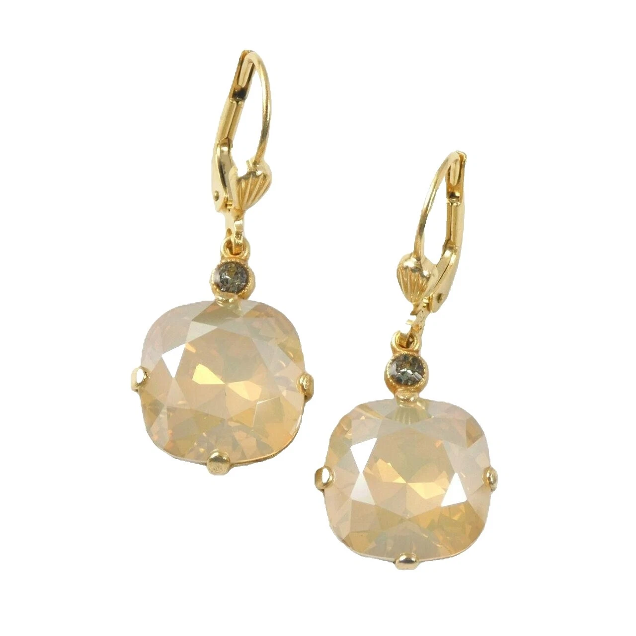 Crystal Yellow Gold Plated Brown Fashion Earrings