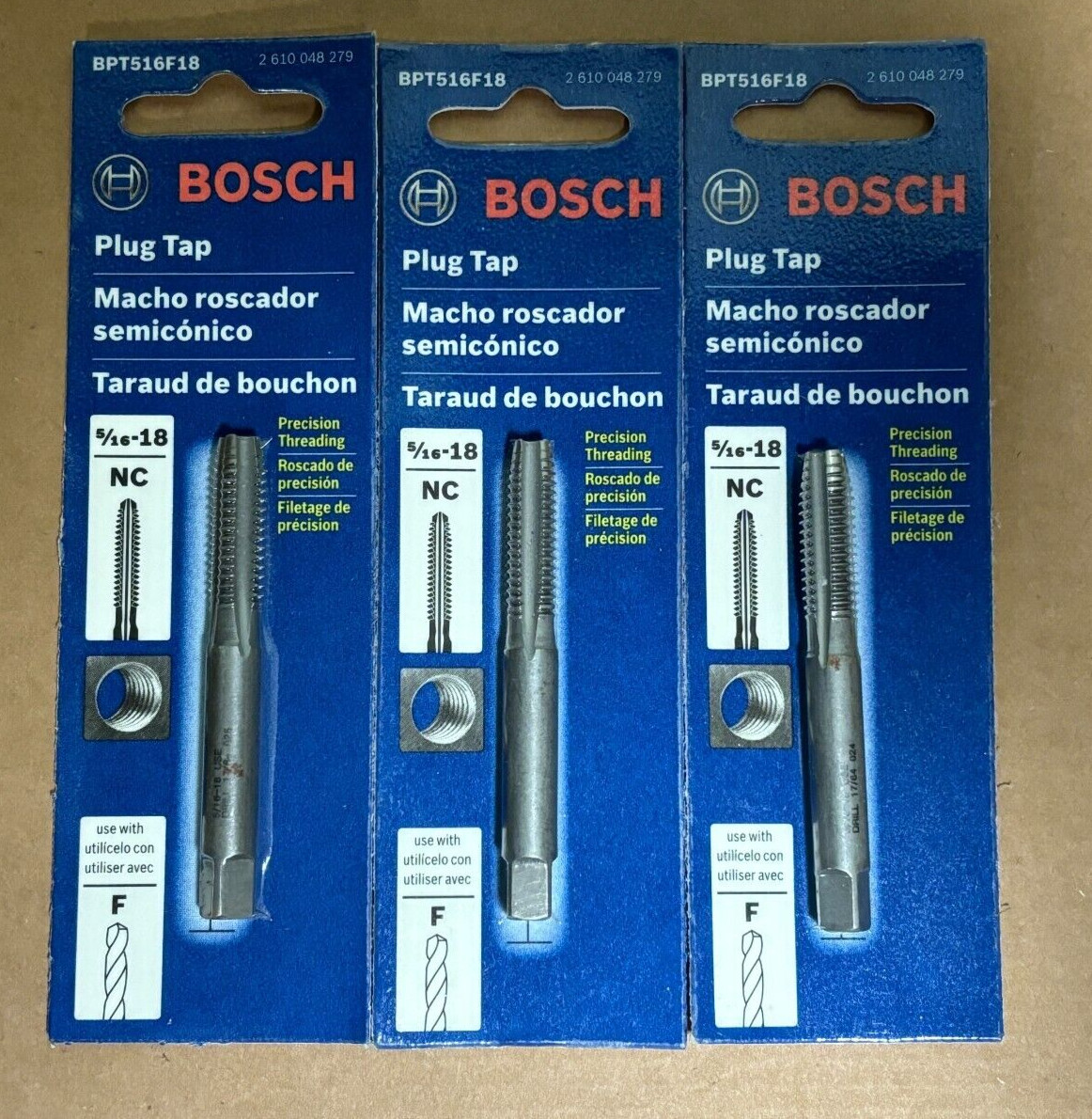 BOSCH PLUG TAPS 3: 5/16-18 NC BPT516F18