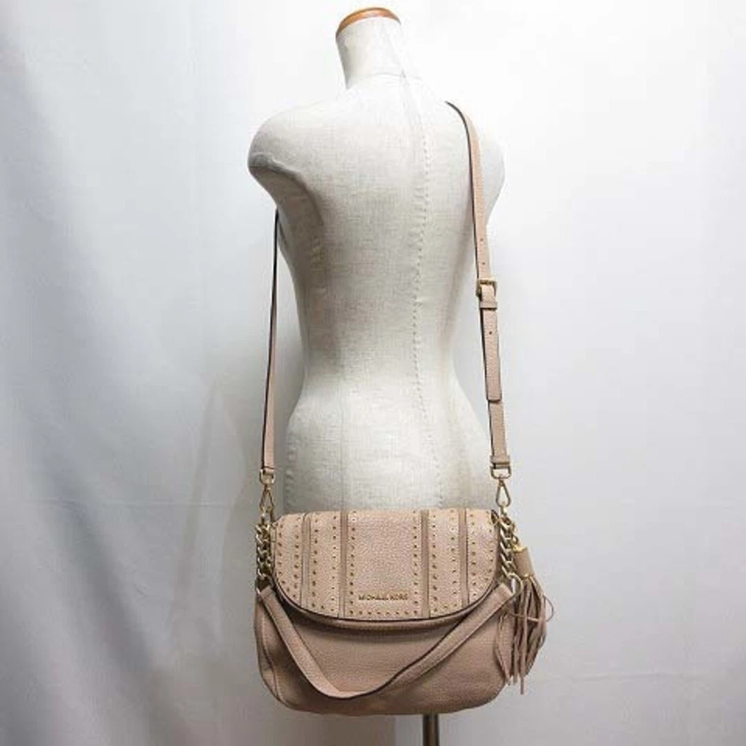 Michael Kors 2Way Shoulder Hand Bag Pink Beige Tassel xSe17