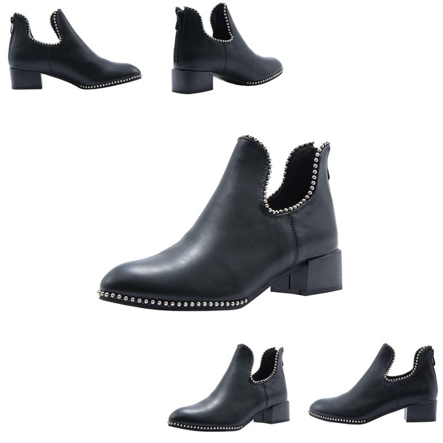 black heeled shoe boots uk