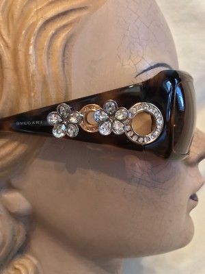 Vintage Bvlgari Brown Frame BLINGY Rhinestone Sunglasses  display picture 3