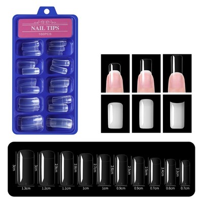 Tips Clear Square Short False Tips Clear 100pcs/pack