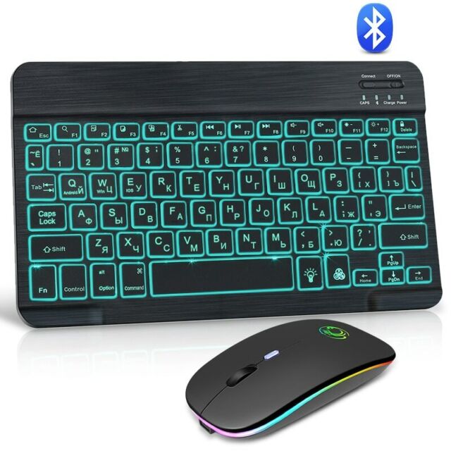 RGB Color Light Rechargeable Mini Bluetooth. Android Desktop Keyboard And Mouse