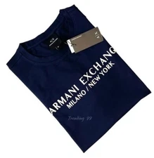 Armani Exchange Milano NY Logo Men's Cotton Short Sleeve Crew Neck T-Shirt_Navy