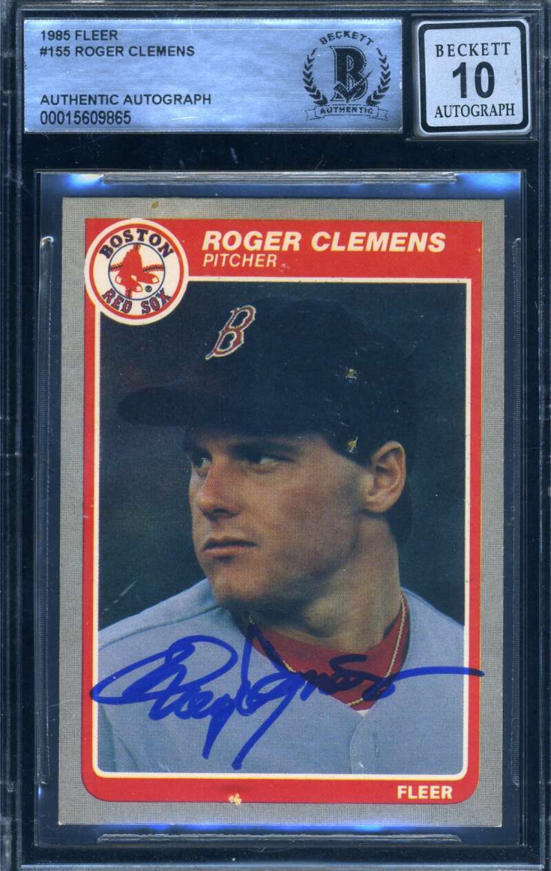 Roger Clemens Gem Mint 10 Beckett BAS Signed 1985 Fleer Rookie Autographed