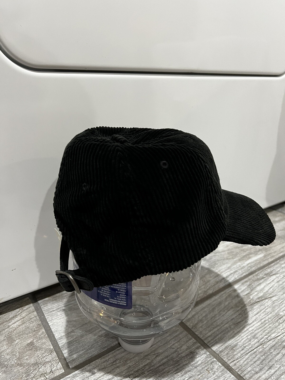 Cappello vintage Polo Ralph Lauren uomo nero velluto a coste pelle cinturino posteriore pony casual
