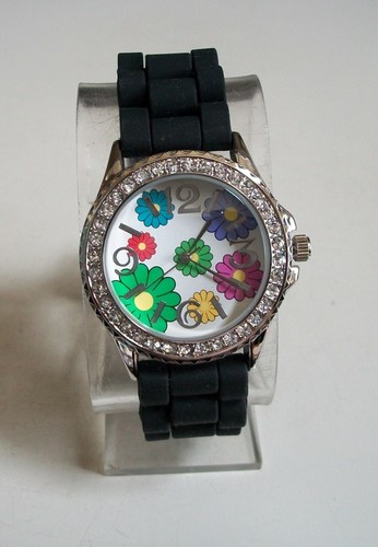 Women's Fashion Flower Print Orange, Pink, Blue, White Silicone Casual Watch - Picture 55 of 120