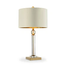 Gold Finish Perspicio Solid Crystal Column Table Lamp 29.5 in. OK-5161T