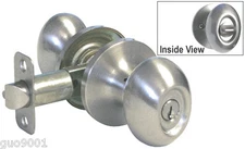 Entrance Entry Satin Nickel Oval Egg Shape Keyed Handle Knob Door Lock Lockset