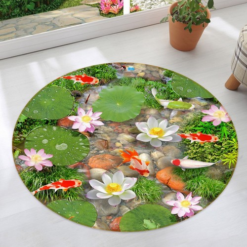 3D Lotus Pond 1006 Dena Tollefson Rug Non Slip Rug Mat