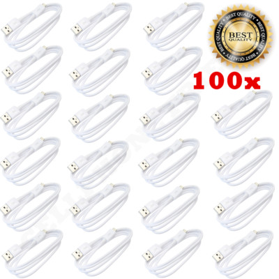 100x Micro USB Charger Data Sync Cable Braided Cord For Samsung Android LG WHITE