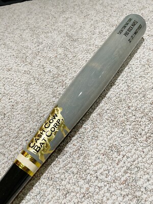 Maple Wood Baseball Bat 32in. Hockey Puck Knob. Stain Black / Gold