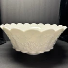 Westmoreland Milk Glass Paneled Grape Punch Bowl Only 13 x 6" Scalloped CLEAN
