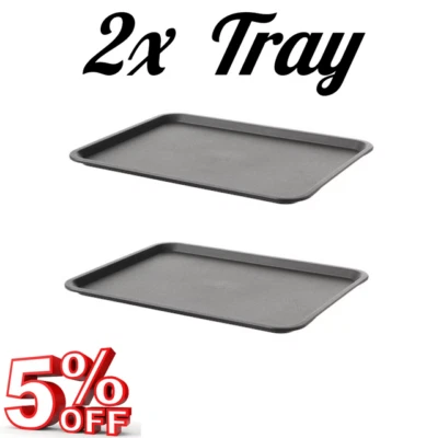 2 Pack Serving Trays Strong Plastic Tea & Coffee Tray 37×29cm Grey - Image 1 of 4