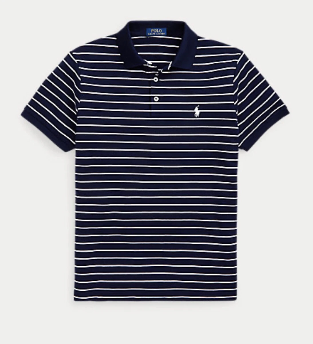 Ralph Lauren uomo TG M Polo stretch righe blu bianco slim fit con