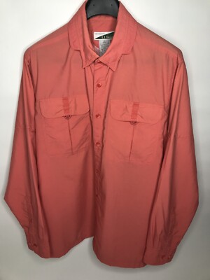 Men s L.L. Bean Insect Shield O HVH8 Vented Nylon Roll Tab Shirt  Size XL *EUC