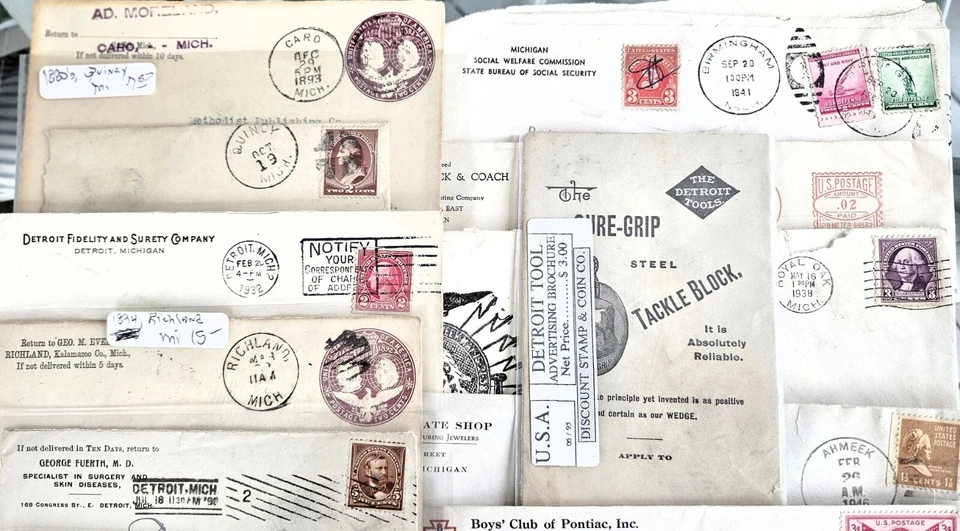 MICHIGAN TOWN COVERS --COLLECTION OF SIXTEEN COVERS AND ONE AD BROCHURE - Image 2 of 4