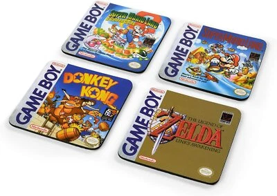 PYRAMID GAMEBOY vier Untersetzer 4 Coaster Donkey Kong Super Mario Zelda Kork NINTENDO
