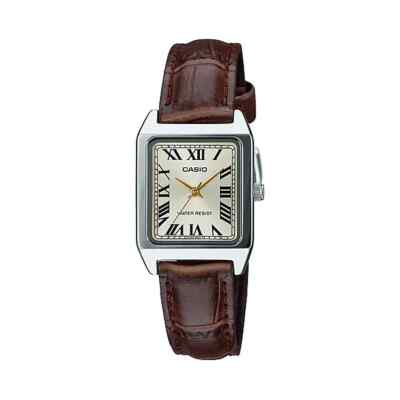 Casio Damen Edelstahl Quarz Leder Uhr LTP-V007L-9B - Elegant Gold