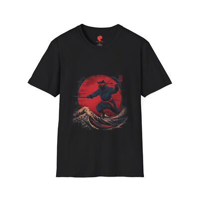Cat shirt, funny cat tee, Japanese art shirt, Hokusai shirt, Ninja cat