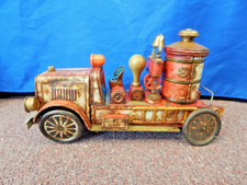 FD No.7 Tin Litho Fire Truck Vintage Modern Toys Japan 12" For Parts or Restore