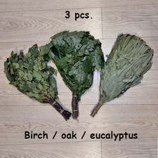 Set of 3 sauna brooms birch / oak / eucalyptus Whisk Broom venik