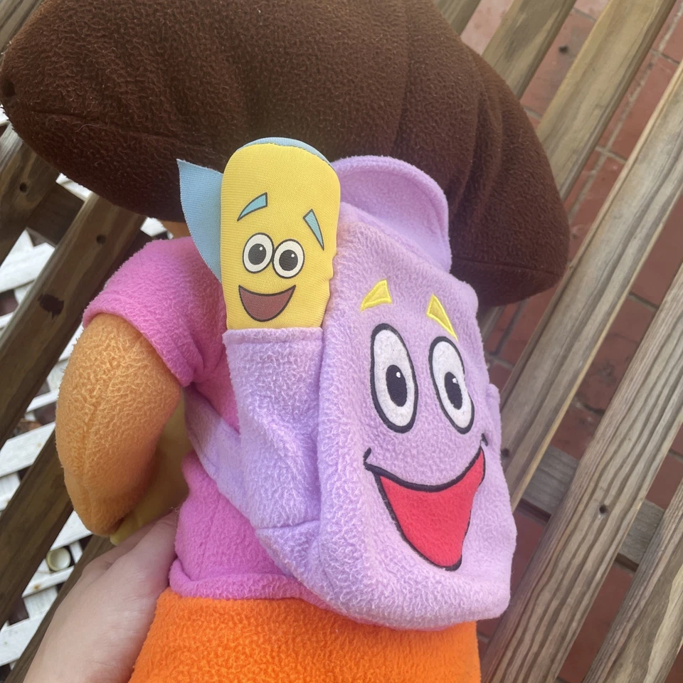Vtg 2002 Viacom Nick Jr 26” DORA THE EXPLORER PLUSH STUFFED Star Map Backpack - Image 4 of 4