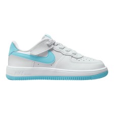 Nike Force 1 Low EasyOn Sneaker in White / Aquarius Blue Little Kids' PS