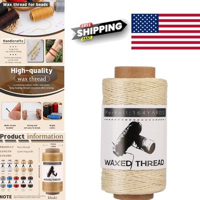 Waxed Leather Thread 164 Yards Off White Ideal for Repairing Shoes and Wallets