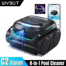 WYBOT C2 Vision Robotic Pool Cleaner Wall Climb Cordless AI Camera Pool Vacuum