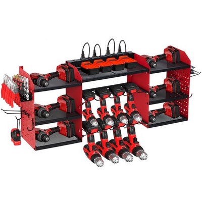 Wall Mount Power Tool Organizer with Charging Station, 3-Layer Heavy Duty Gar...