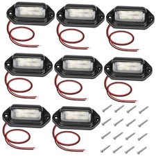 White LED License Plate Light, 6-SMD Waterproof Tag Lights, 12V-24V DC 8 PCS