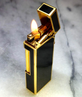 Dunhill Rollagas Lighter RL2401 Black Lacquer Gold d Logo Full overhauled