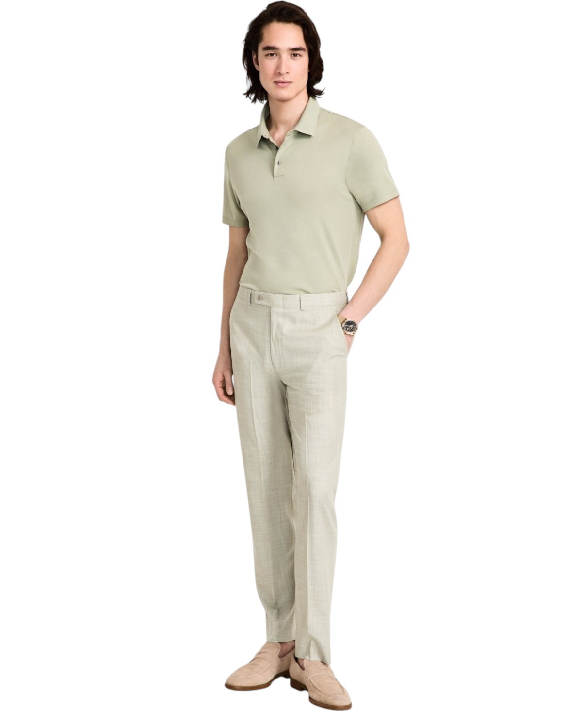 Calvin Klein Mens Slim fit Dress Pants Pants 38 / 29 Beige Solid Stretch