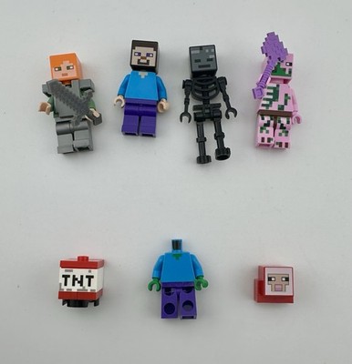 LEGO MINECRAFT Alex Steve a Wither Skeleton & Zombie Piglin Mini figures Mix Lot