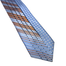 Steven Land Mens Silk Tie Blue Orange Black Abstract Professional Career Wedding