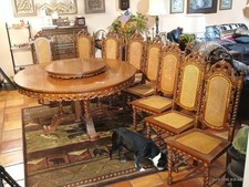 Dining Table and Chairs Center Carousel   Caribou Bone Inlay Philippines WWII