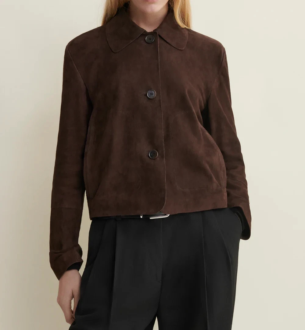 Women's Brown Suede Leather Trucker Jacket Size XS S M L XL XXL 3XL Custom Made
