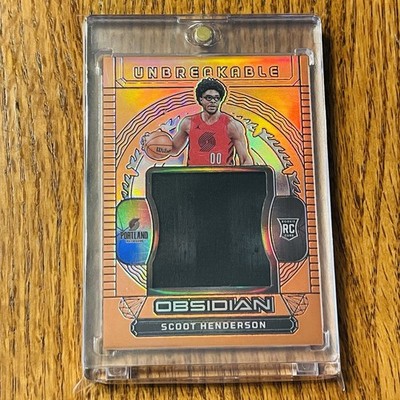 Scoot Henderson 2023-24 Obsidian /99 Unbreakable Rookie Patch RC Orange Flood