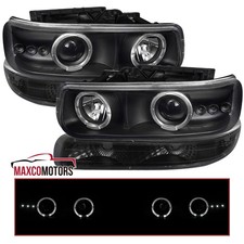 Black Projector Headlights Fits Chevy 1999-2002 Silverado 2000-2006 Tahoe Led