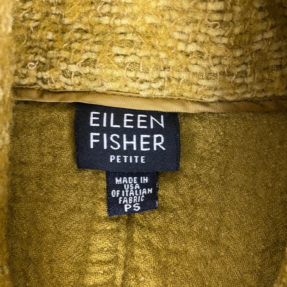 Chaqueta Eileen Fisher Mezcla Lana Pequeña PS Tela Italiana Hecha en EE. UU. Amarilla Foto 3 de 4