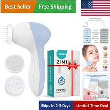 Waterproof 2-Speed Facial Cleansing Brush with Silicone Coarse Heads