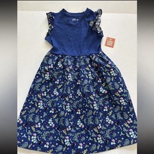 Latino Heritage Month Blue Floral Bird Dress Sz Large 10/12 