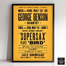 George Benson - Supersax jazz poster - Jazz Showcase - Chicago - 1974