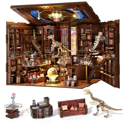MiniCity DIY Book Nook Kit for Adults, 3D Wooden Puzzle Bookend Bookshelf Ins...