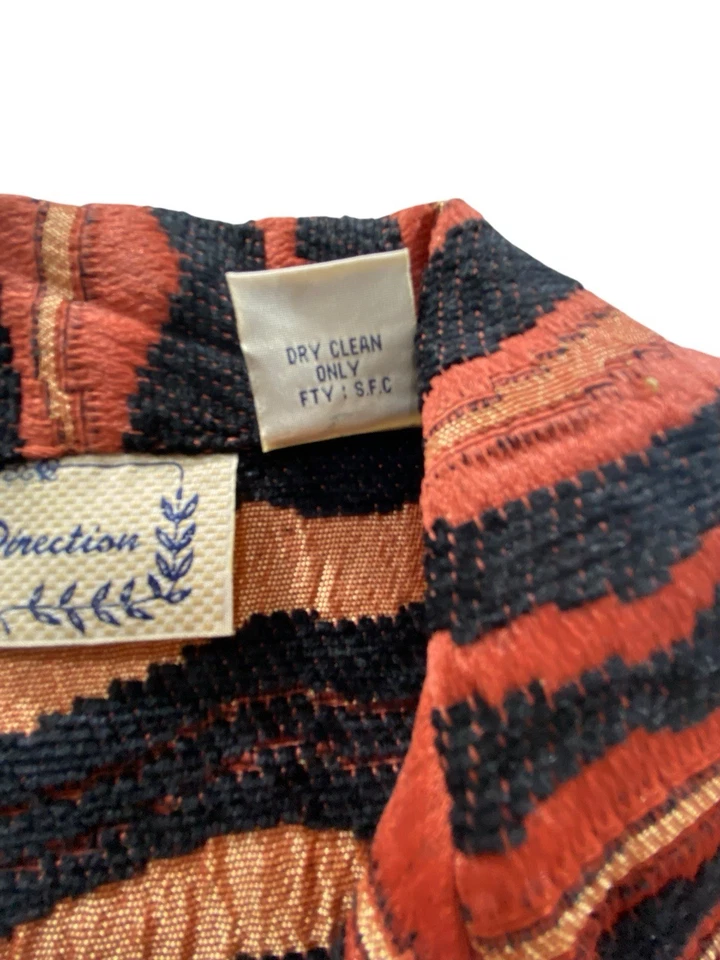 Chaqueta Blazer De Colección Nueva Direction Rayas Tigre Texturizada Para Mujer M Naranja Negro Dorado Foto 3 de 4