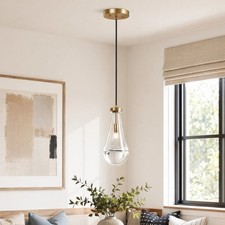 12'' Gold Pendant 1 Light LED Raindrop Chandelier Kitchen Living Room Fixture