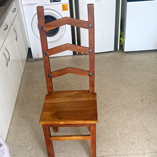 Wood Brown Dining Chair, Medium Wood Tone High Back, Solid, Indoor, 1pc