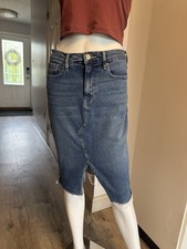 Calvin Klein Jeans Womens Blue Denim Pencil Skirt Knee Length 27 Slit Pockets